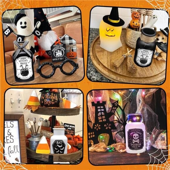Halloween Decorations Indoor, 4 Potion Bottle with Cork, 12PCS Label Halloween - Picture 5 of 7